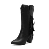 Country Boots med Fransar och Broderi Svart / 35