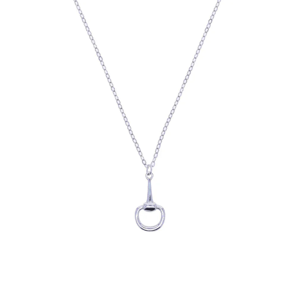 2025 New  925 Sterling Silver High Polished Horse Snaffle Bit Pendant Necklace Fashion European Plain Jewelry For Women Jewelry Silver / 41cm with 5cm