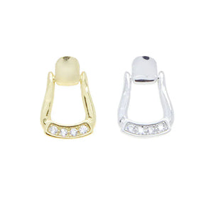 2025 Real 925 Sterling Silver Fashion Snaffle Bit Horseshoe U Shape Stud Earring Pave CZ Charm Equestrian Horse Jewelry