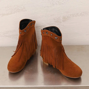 Ankelboots i Mocka med Fransar