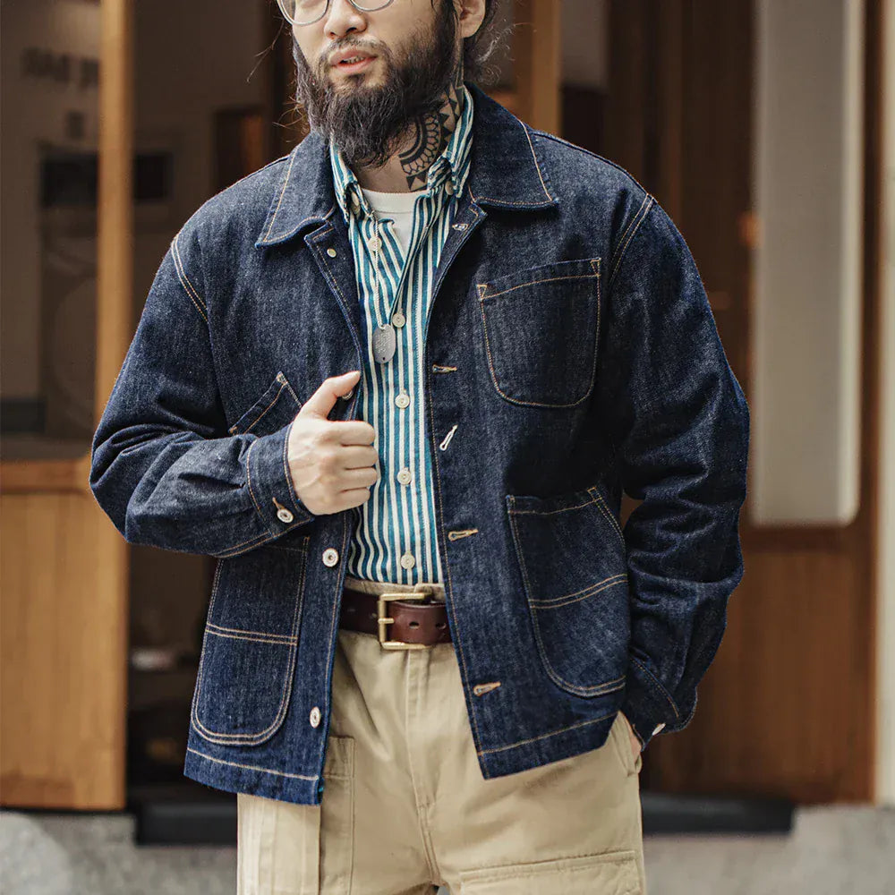 Arbets jacka jeans herr Mörkblå denim / S
