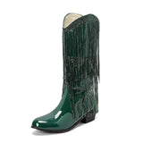 Glamorösa Cowgirl Boots med Fransar Grön / 36
