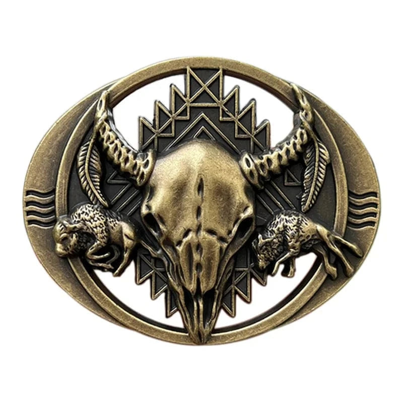 Bältespänne buffalo dödskalle Guld