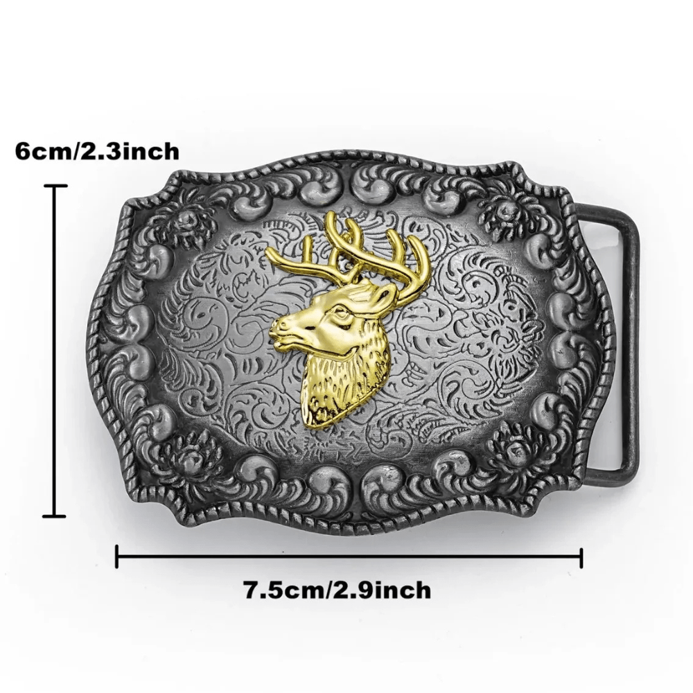 Bältespänne med guldfärgade westernmotiv