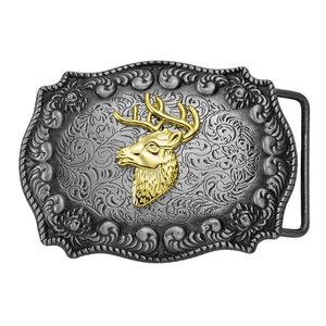 Bältespänne med guldfärgade westernmotiv Hjort