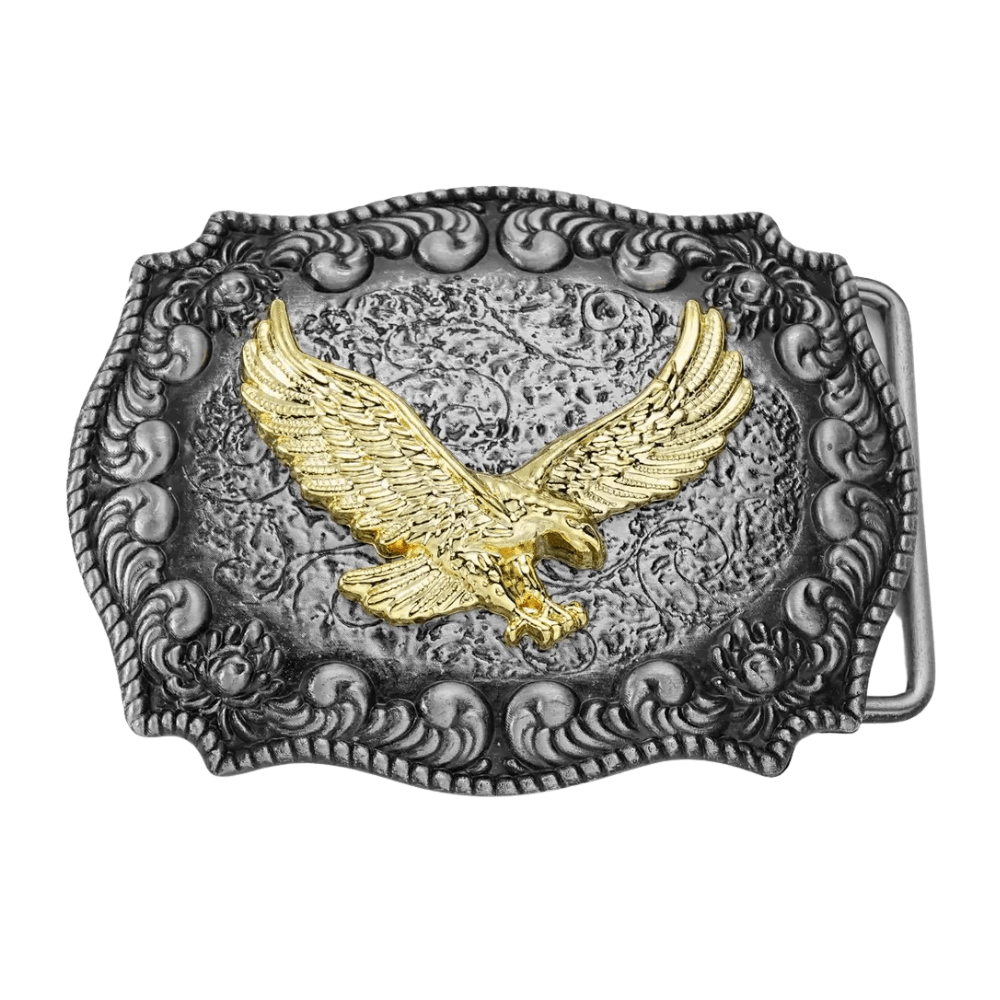 Bältespänne med guldfärgade westernmotiv Örn