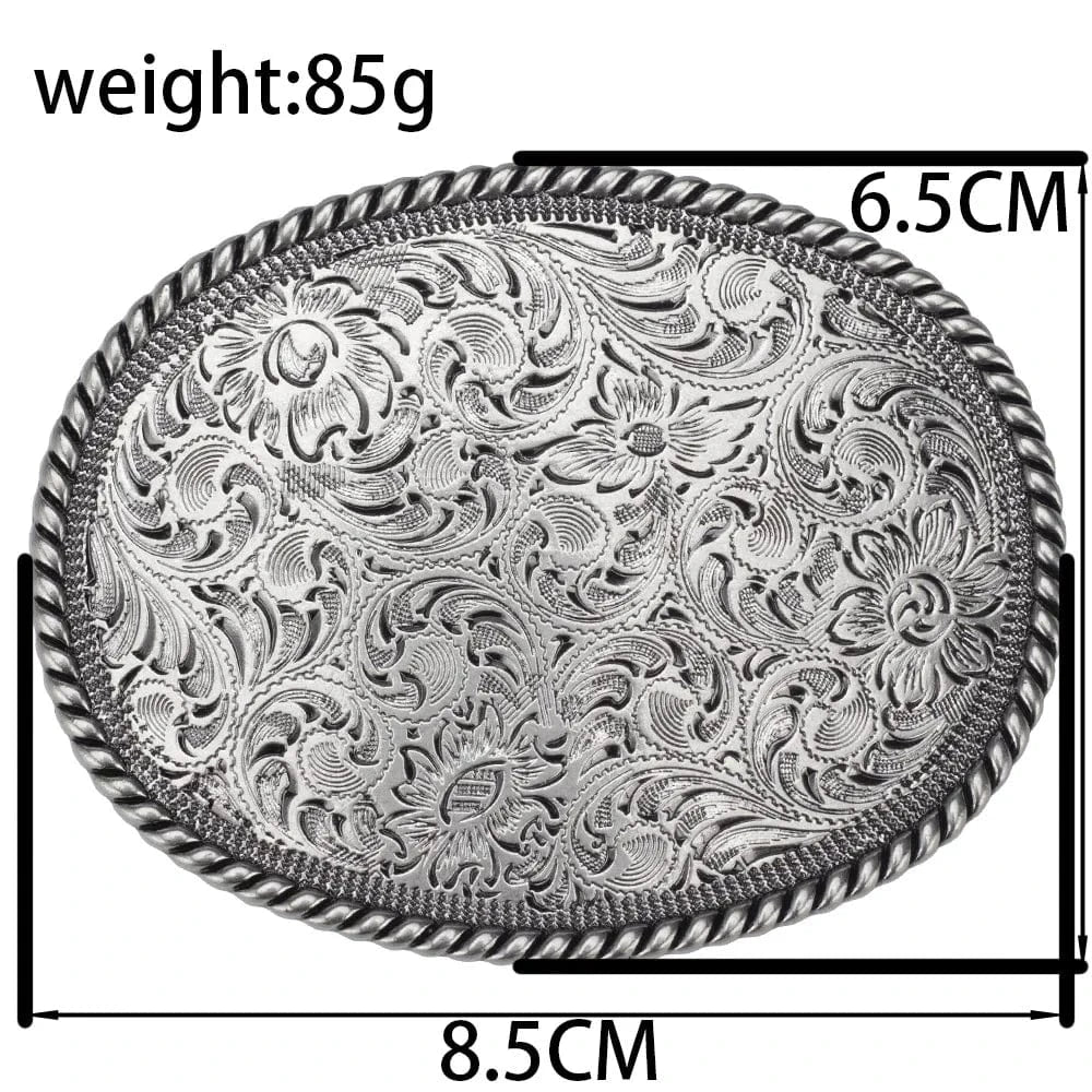 Bältespänne ovalt graverat silver western Silver