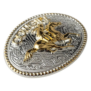 Bältesspänne cowgirl up western stil med guld och silver