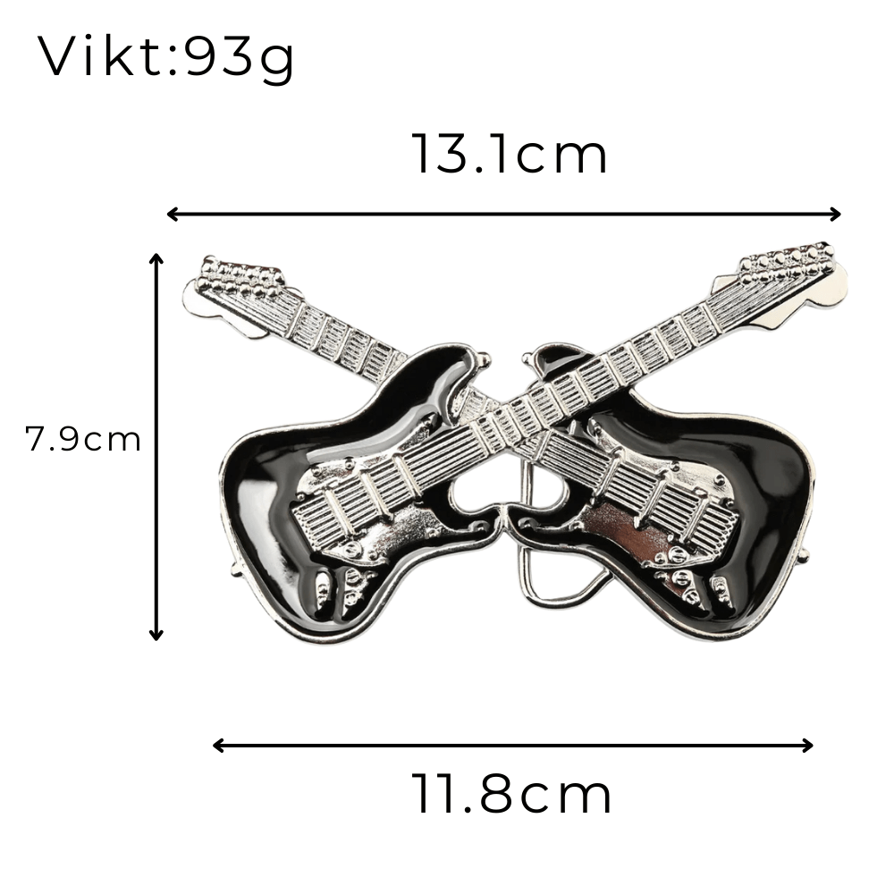 Bältesspänne Elektrische Gitarren Design mit schwarzem Emaille Silver/svart