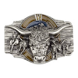Bältesspänne Rodeo Longhorn med Cowboys Sliver