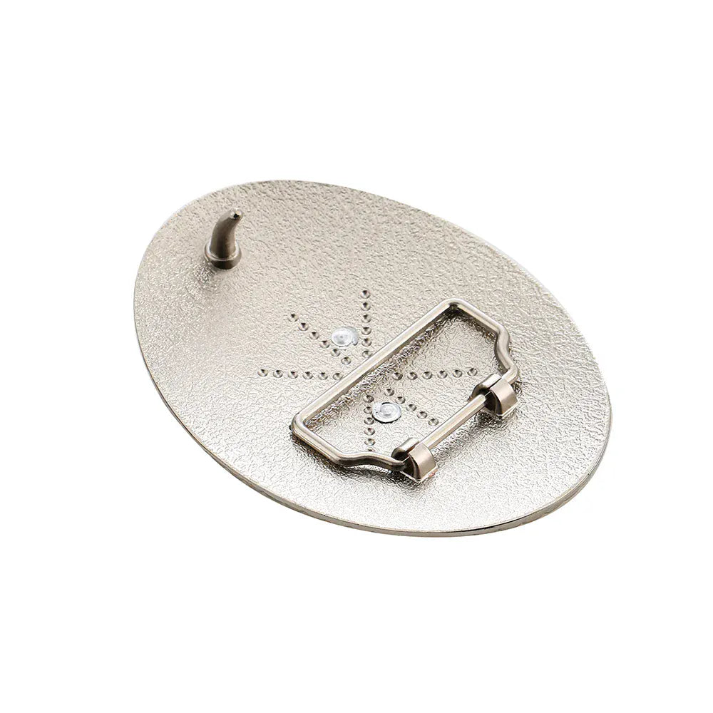 Bältesspänne western med kors och hästmotiv Silver och guld
