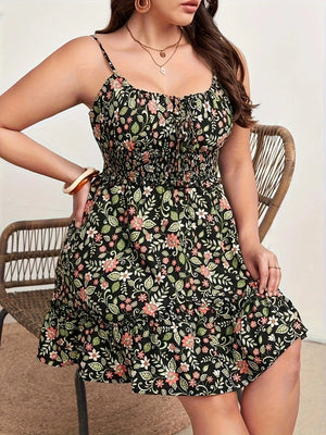 Blommig klänning plus size
