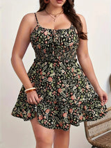 Blommig klänning plus size Svart / 0XL