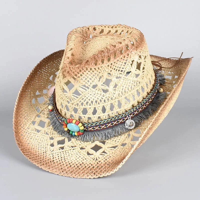 Boho Cowboy Stråhatt Beige / About 58cm
