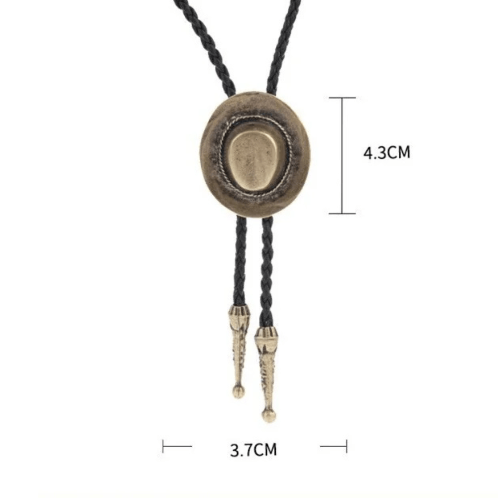 Bolo tie antikt cowboyhat Guld