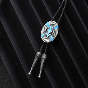 Bolo tie i blått med oval medaljong Blå