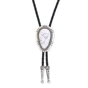 Bolo tie i droppform med naturlig turkos