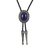 Bolo tie i läder med natursten Mörkviolett