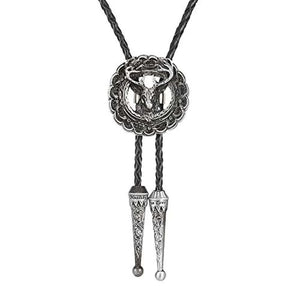 Bolo tie med 3D-hjorthuvud i metall Silver