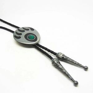 Bolo tie med björnspår och agatsten Silver