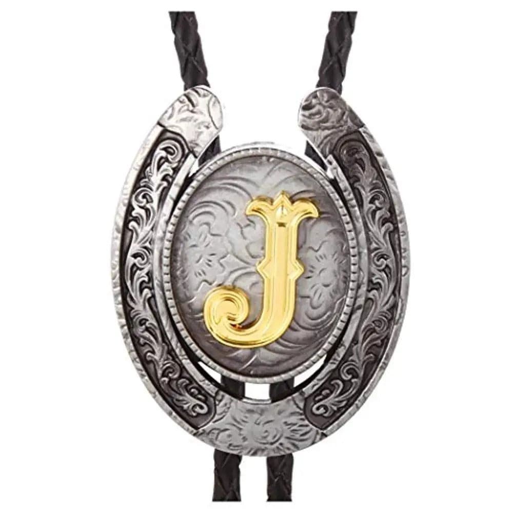 Bolo tie med bokstavsemblem A–Z Silver J