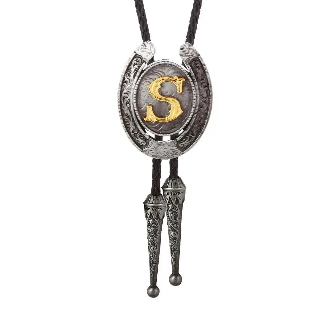 Bolo tie med bokstavsemblem A–Z Silver S