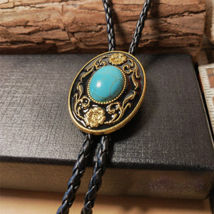Bolo tie med dekorativ sten och barockdetaljer Svart och guld