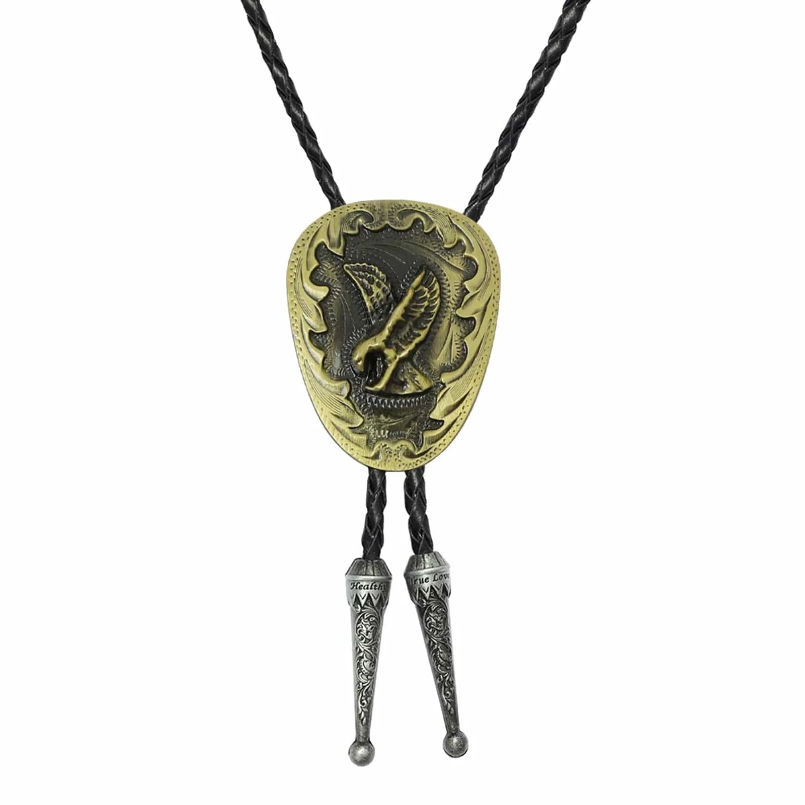 Bolo tie med flygande örn i antikmetall Antikguld
