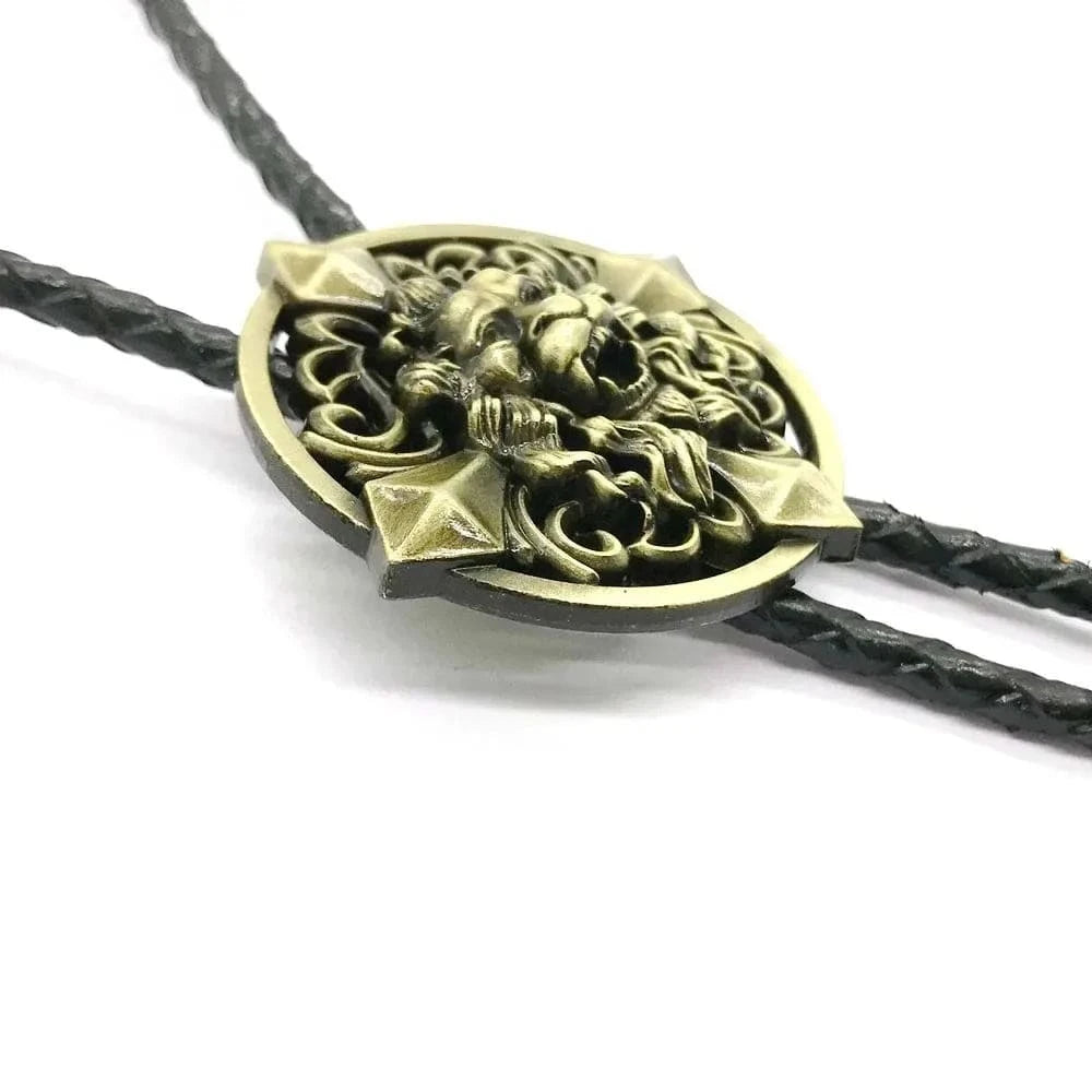 Bolo tie med lejonhuvud i antikmetall