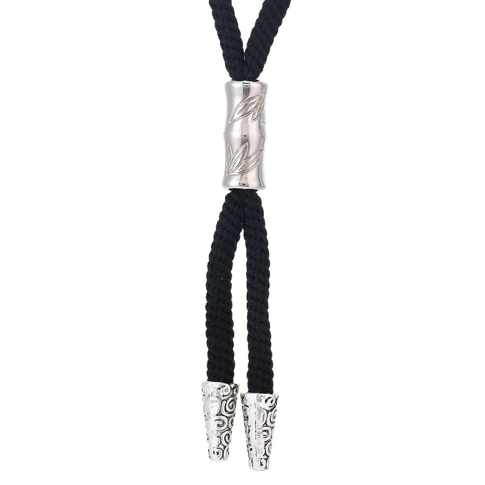 Bolo tie med silverfäste och svart nylonrep Svart silver  1st stil 2