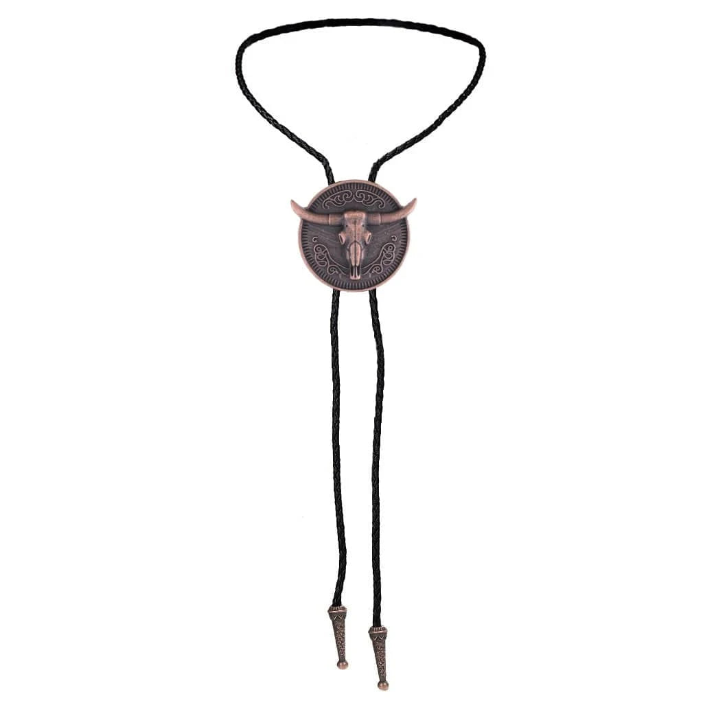Bolo tie med tjurhuvud med långt horn