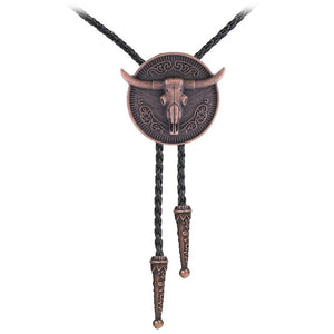 Bolo tie med tjurhuvud med långt horn