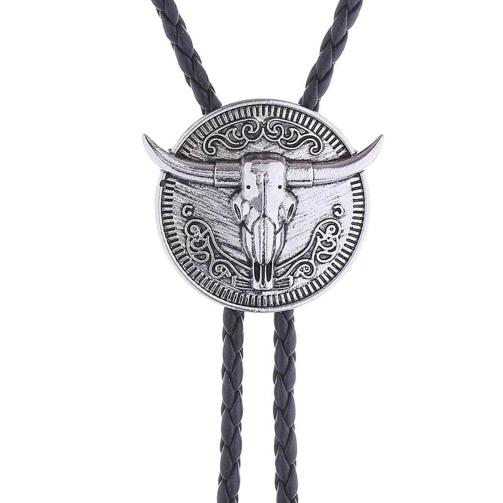 Bolo tie med tjurhuvud med långt horn