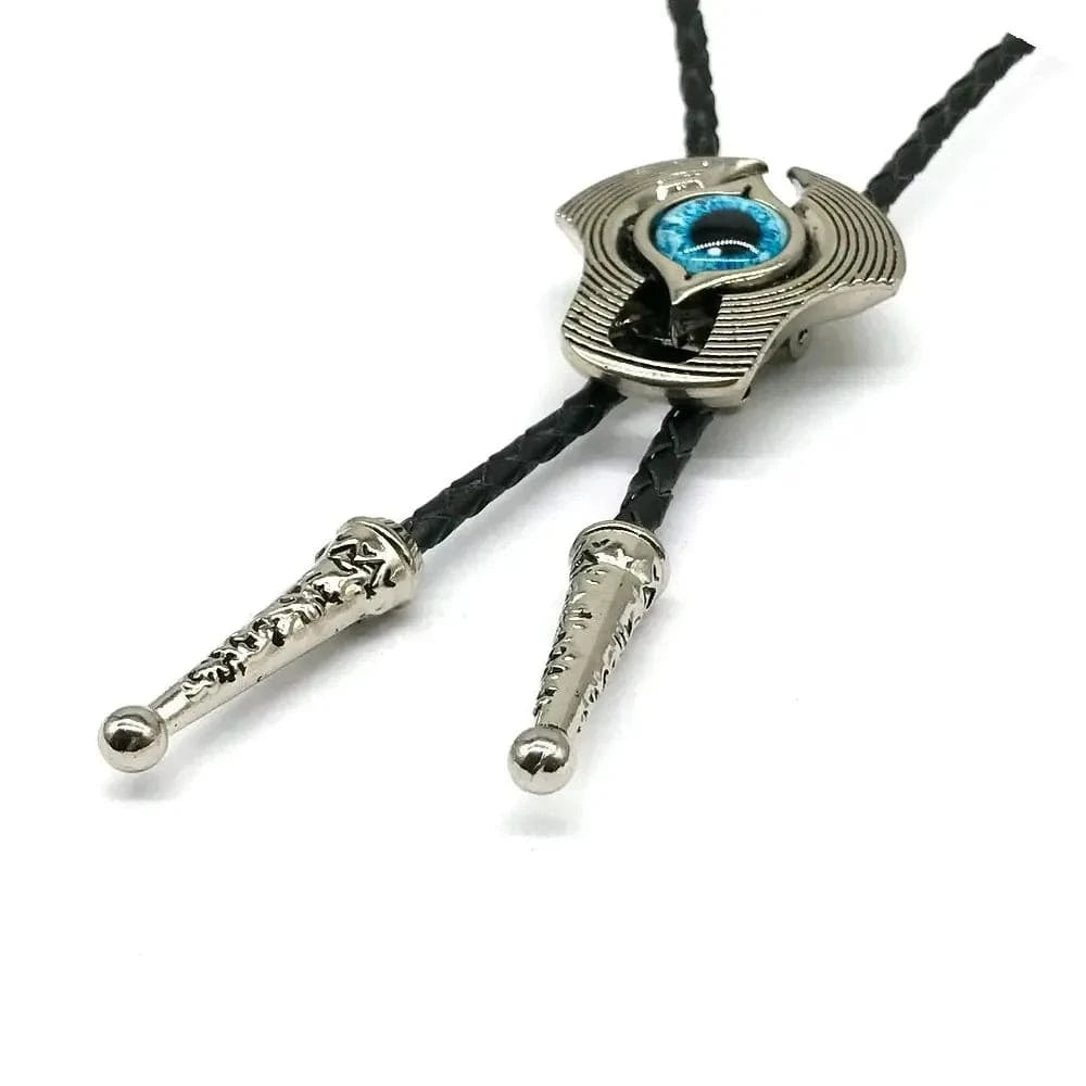 Bolo tie med totemdesign och färgad glassten
