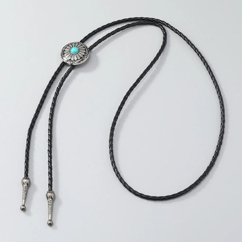 Bolo tie med turkos sten och solinspirerat silverhänge Silver och turkosblå