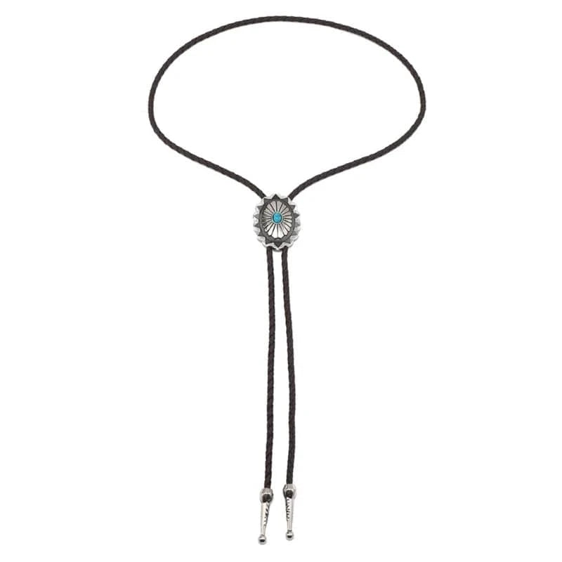 Bolo tie med turkosdetalj och justerbar läderrem Svart läderrem