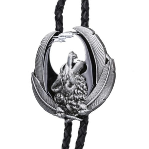 Bolo tie med vargmotiv i legering