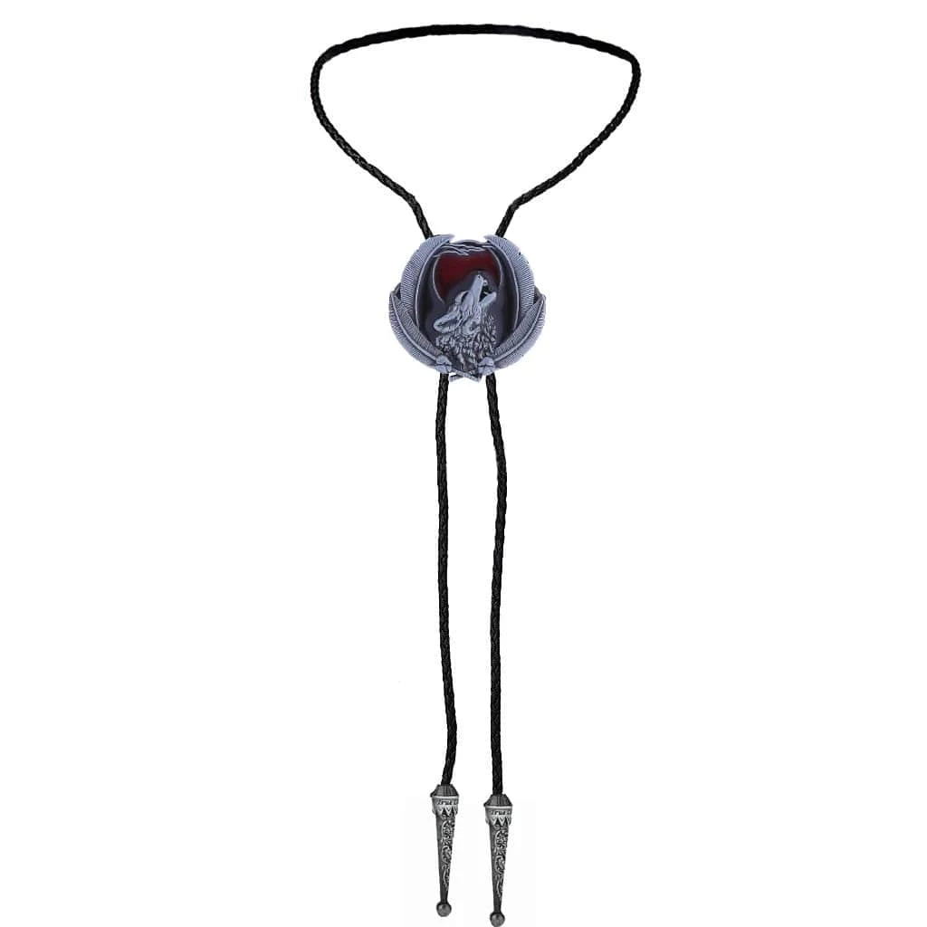 Bolo tie med vargmotiv i legering
