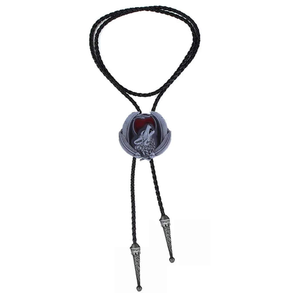 Bolo tie med vargmotiv i legering
