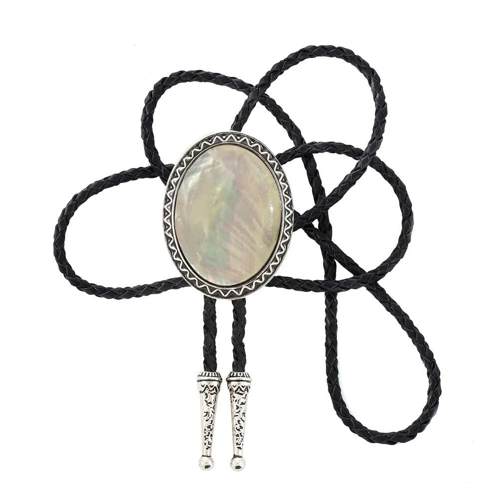 Bolo tie med vit skimrande snäckskal Vit