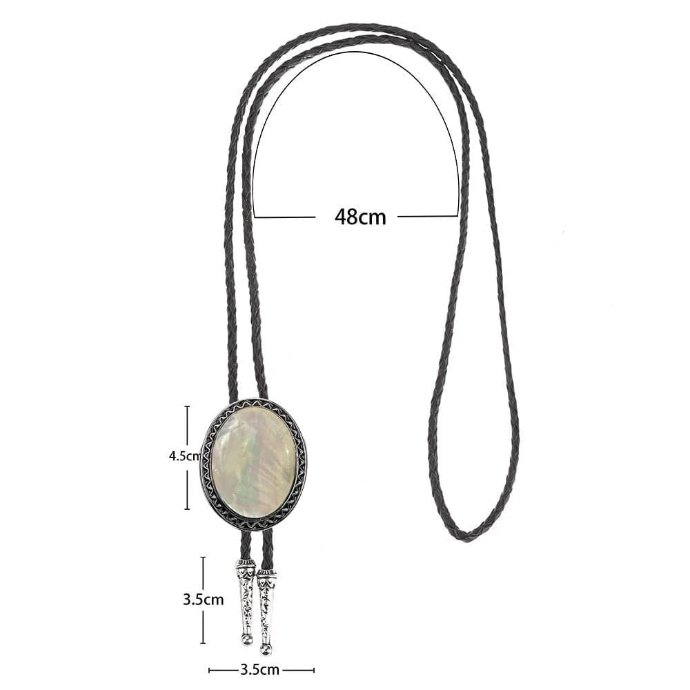 Bolo tie med vit skimrande snäckskal Vit