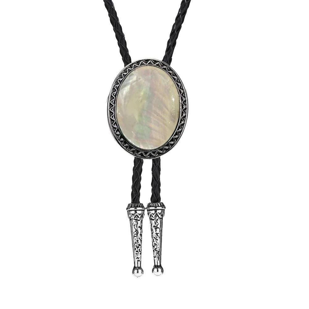Bolo tie med vit skimrande snäckskal Vit