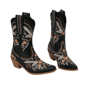 Broderade cowboyboots i boho stil med 6cm klack