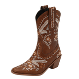 Broderade cowboyboots i boho stil med 6cm klack Brun / 35