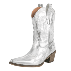 Broderade låga cowboyboots med chunky klack Silver / 35