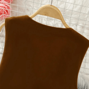 Brun Väst med Etniskt Broderi och Fransdetaljer