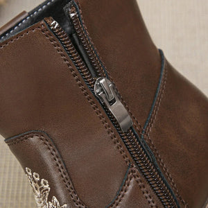 Broderade cowboyboots för flickor med vintageblommönster