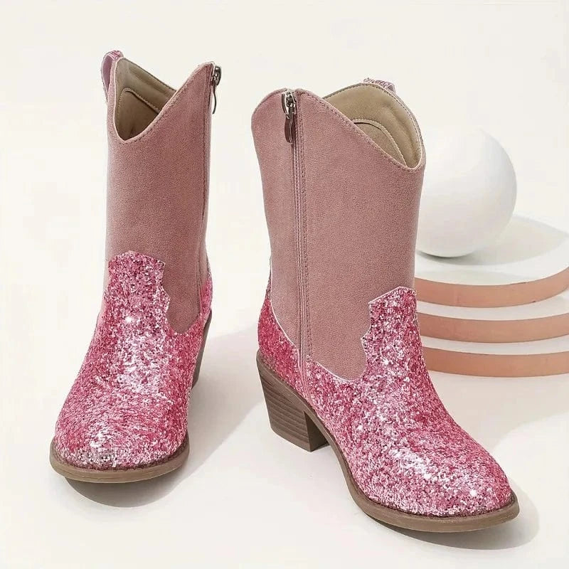Glittriga Rosa Cowgirl Boots för Flickor