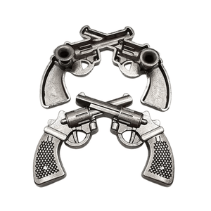 Concho antik metall med korsade revolvrar Antik silver