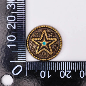 Concho i Antik Mässing med Ingraverad Stjärna 19mm